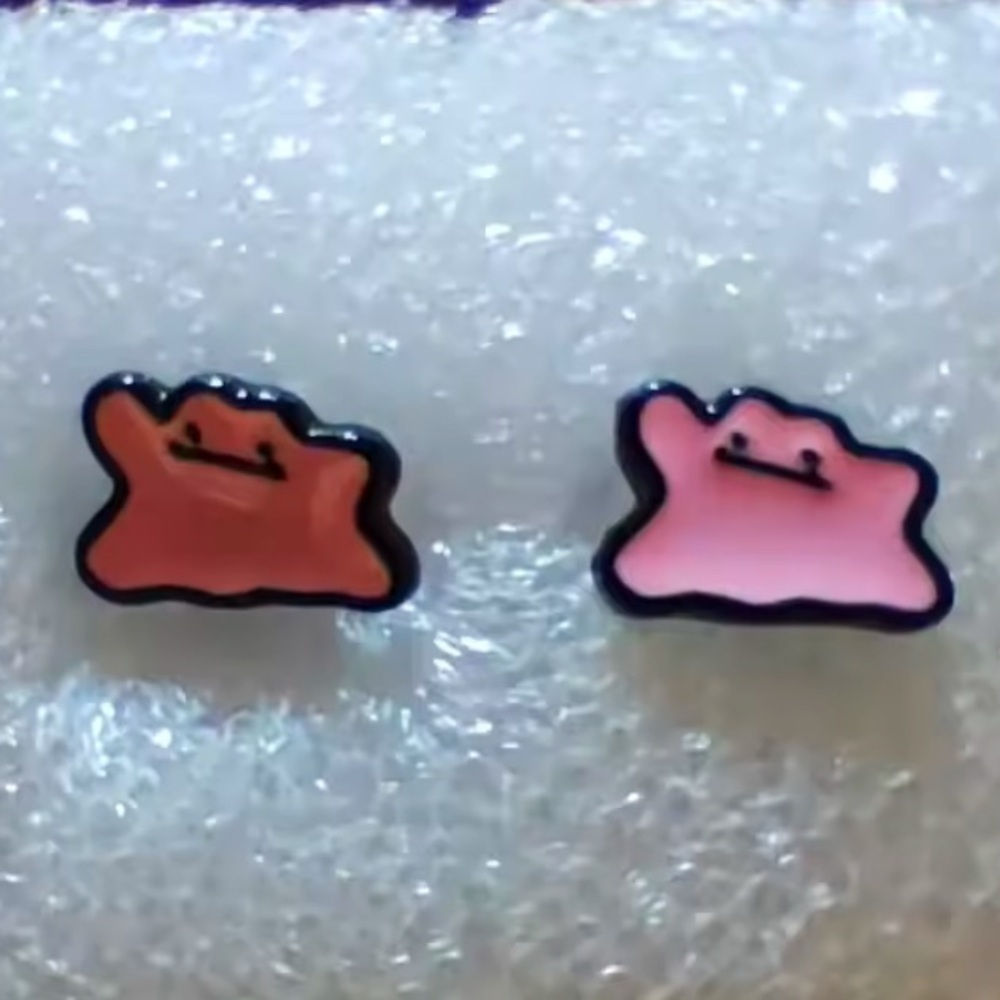 3 For $35 Pokemon Ditto Stainless Steel Enameled Stud Character Earrings - Picture 2 of 4